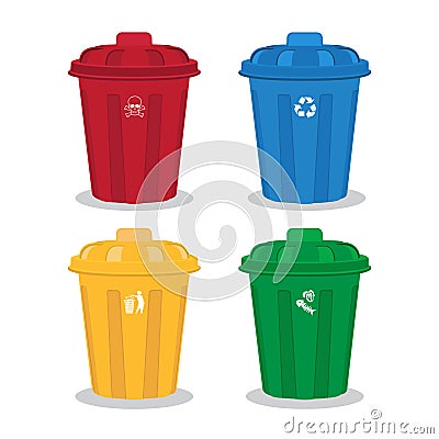 Many color wheelie bins set Vector Illustration