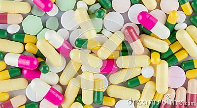 many colored drugs pills Stock Photo