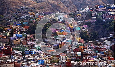 Many Colored Houses Guanajuato Mexico Stock Photo