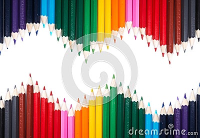 Many colored pencil triangle shape Stock Photo