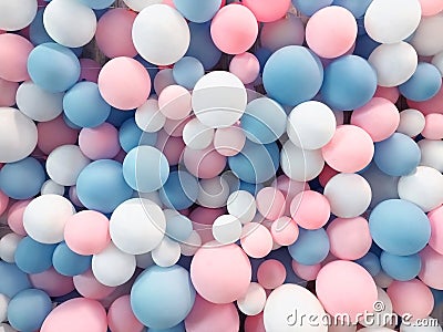 Many colorful balloons decorated wall background Stock Photo