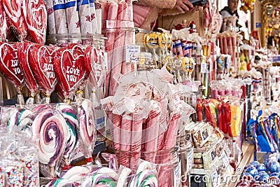 Many colorful candies in a market stall Editorial Stock Photo
