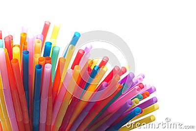 Many colorful cocktail tubules isolated Stock Photo