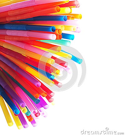 Many colorful cocktail tubules isolated Stock Photo