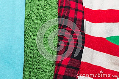 Many Colorful Fabric Cloth Textures With Patterns Stock Photo