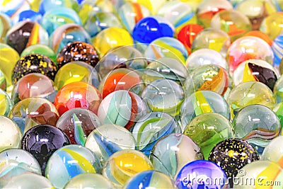 Colorful glass marbles full frame with blurred areas Stock Photo