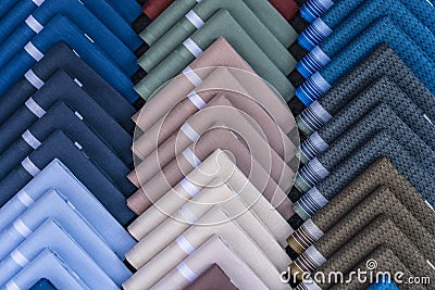 Many colorful handkerchiefs set on stall for sale in local street market in Thailand Stock Photo