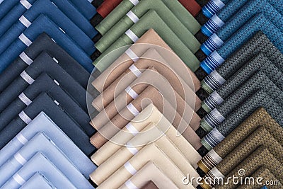 Many colorful handkerchiefs set on stall for sale in local street market in Thailand Stock Photo
