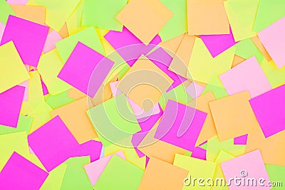 Many colorful post it notes background. Radiant colorful reminder notes wallpaper. Multicolor post it paper. Stock Photo