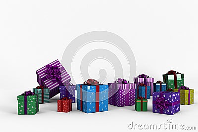 Many colourful christmas gift boxes Stock Photo