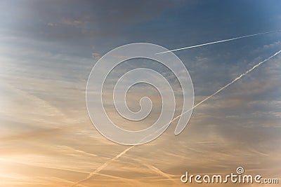 Contrails in the sky Stock Photo