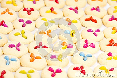 Many cookies on baking tray Stock Photo