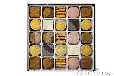 Many cookies in the box. Stock Photo