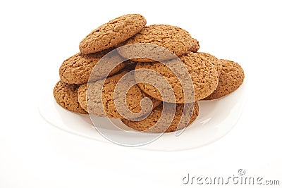 Many cookies on a white dish Stock Photo