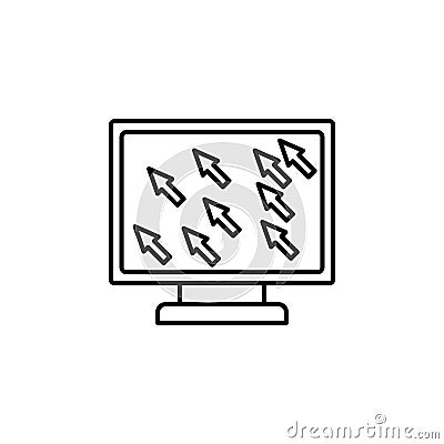 many cursors on the screen line icon. Element of cyber security icon for mobile concept and web apps. Thin line many cursors on Stock Photo