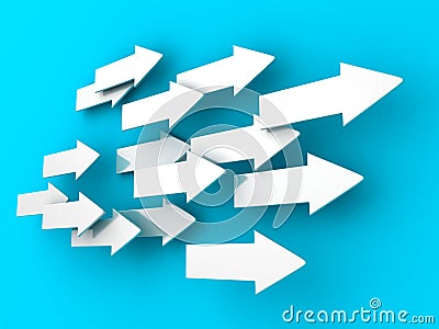 Many 3d arrows flow in same direction Cartoon Illustration