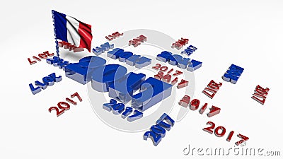 Many 2017 designs with French flag in the wind Stock Photo