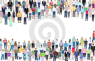 Many different people, group, place for text, vector illustration Vector Illustration