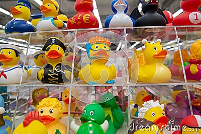 many different rubber ducks Editorial Stock Photo