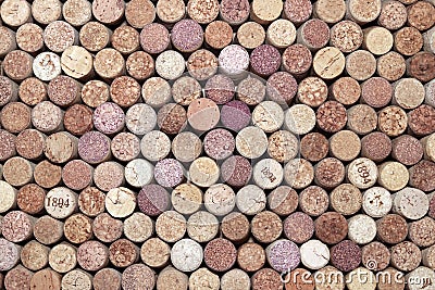 different used wine corks in the background close Stock Photo