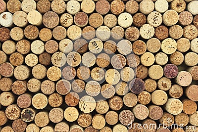 Many different wine corks in the background Stock Photo