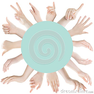 Many different woman hand gestures isolated Stock Photo