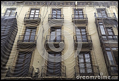 Protection pending restoration of historic building in Spain Editorial Stock Photo