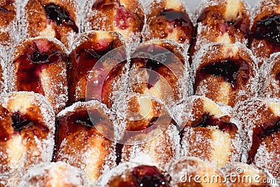 Many donuts placed in a tray Stock Photo