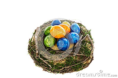 Many Easter Eggs in Nest Stock Photo
