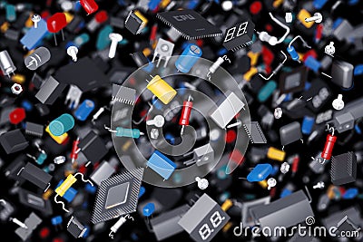 Many electronic components Stock Photo