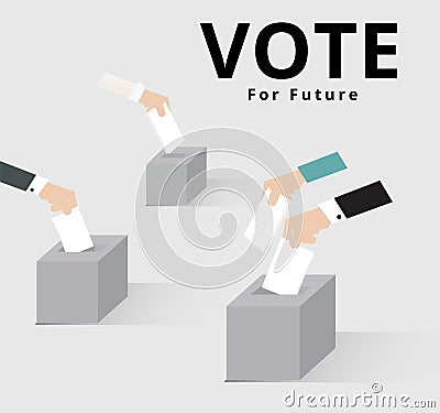 Eligible voter or constituency go to the polling station and case a ballot in ballot box for general election day, The han Vector Illustration