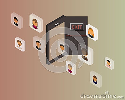 Many employees resign or quit a job with shown high employee turnover rate Vector Illustration