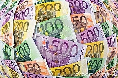 Many euro banknotes Stock Photo