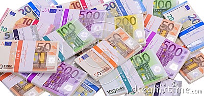 Many Euro banknotes as group Stock Photo