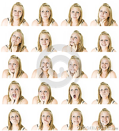 The many faces of a teenage girl Stock Photo