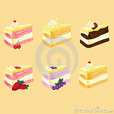 Many flavor of cake Stock Photo
