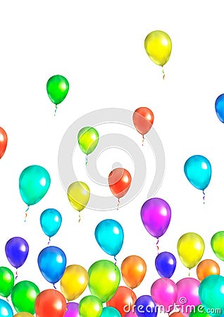 Many flying colorful balloons Stock Photo