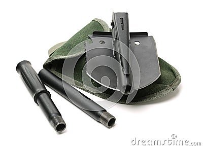 Many folding camping shovel Stock Photo