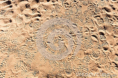 Many footprints in sand Element to use as background or texture Stock Photo