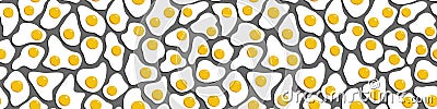 Many fried eggs on blue background, food in the flat style, abstract vector design Vector Illustration