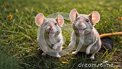 Many funny mice the clearing rodent funny looks cartoon beautiful nature Stock Photo