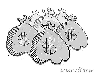 Many funny money bags Vector Illustration