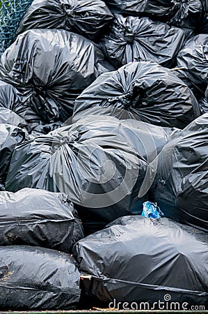 Many garbage bags overlap of each other Stock Photo