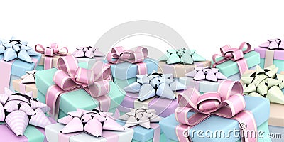 Many gift and white background Cartoon Illustration