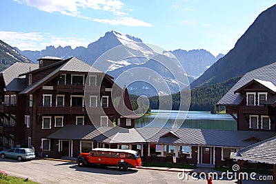 Many Glaciers resort Stock Photo