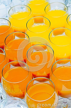 Many glasses on buffet table Stock Photo