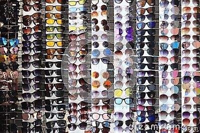 Many glasses market showcase Editorial Stock Photo