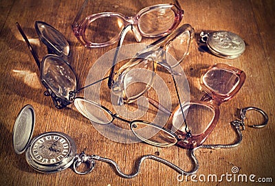 Many Glasses and watch Stock Photo