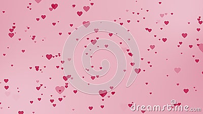 Many half transparent purple hearts appear in the frame and fall down Stock Photo