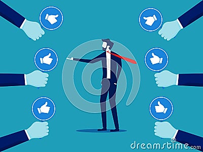 Many hands give thumbs up to the best businessman. vector illustration Vector Illustration